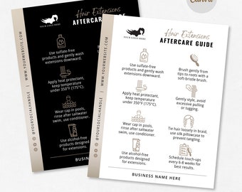 Hair Care Card Template | After Care Card Template | Hair Extension Aftercare | Hair Extensions Training Manual | Hair Extension Packaging