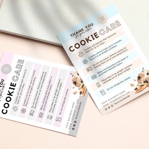 Cookie Care Card Template | Bakery Care Guide | Printable Care Cards | Cookie Care Card Template Canva