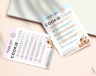 Cookie Care Card Template | Bakery Care Guide | Printable Care Cards | Cookie Care Card Template Canva