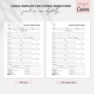 Cookie Order Form | Instant Download | Editable Canva Template | Business Templates | Small Business Form | Bakery Form image 2