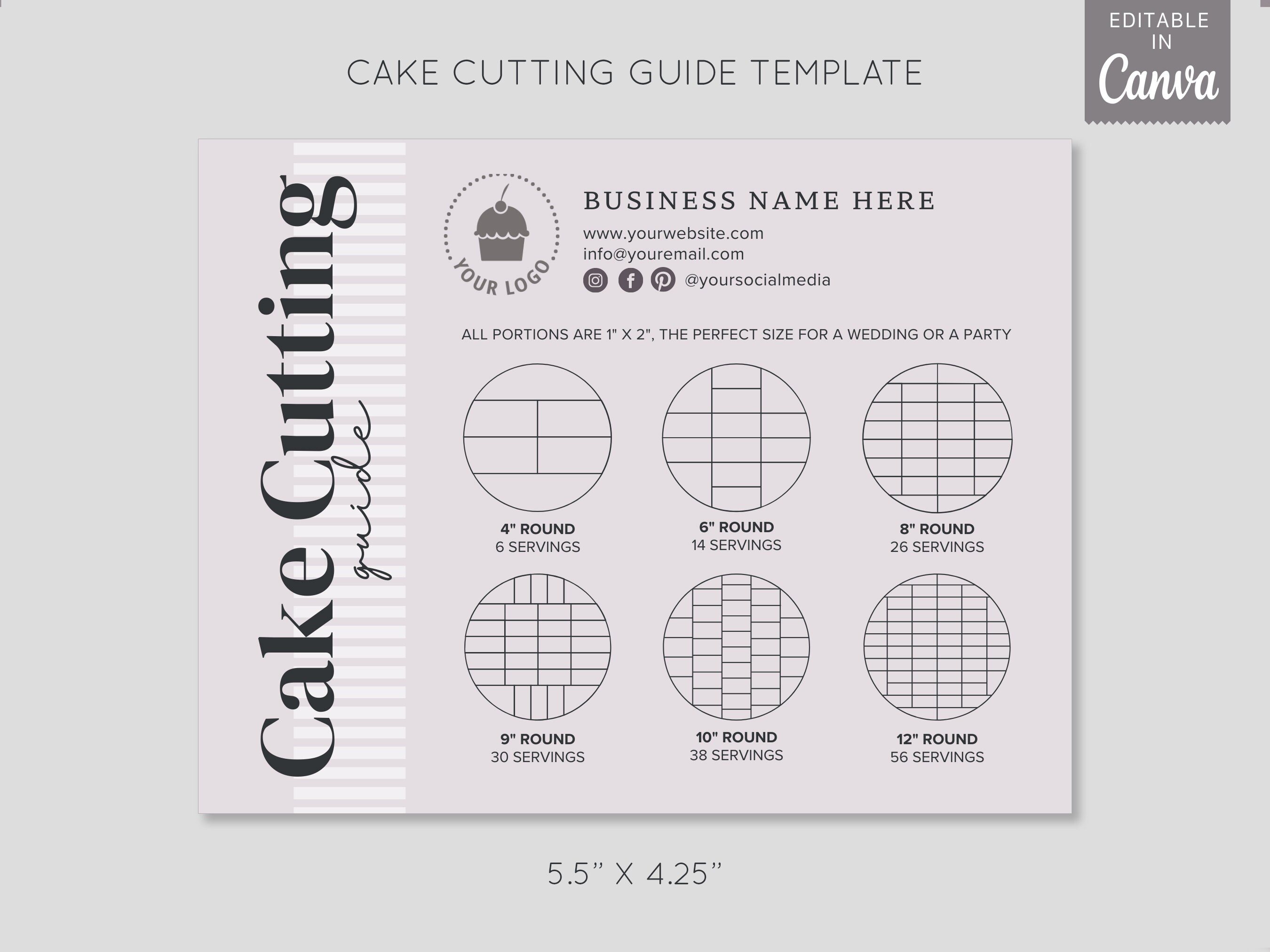 Cake Care Card Cake Cutting Guide Cake Business Cake Care and Cutting