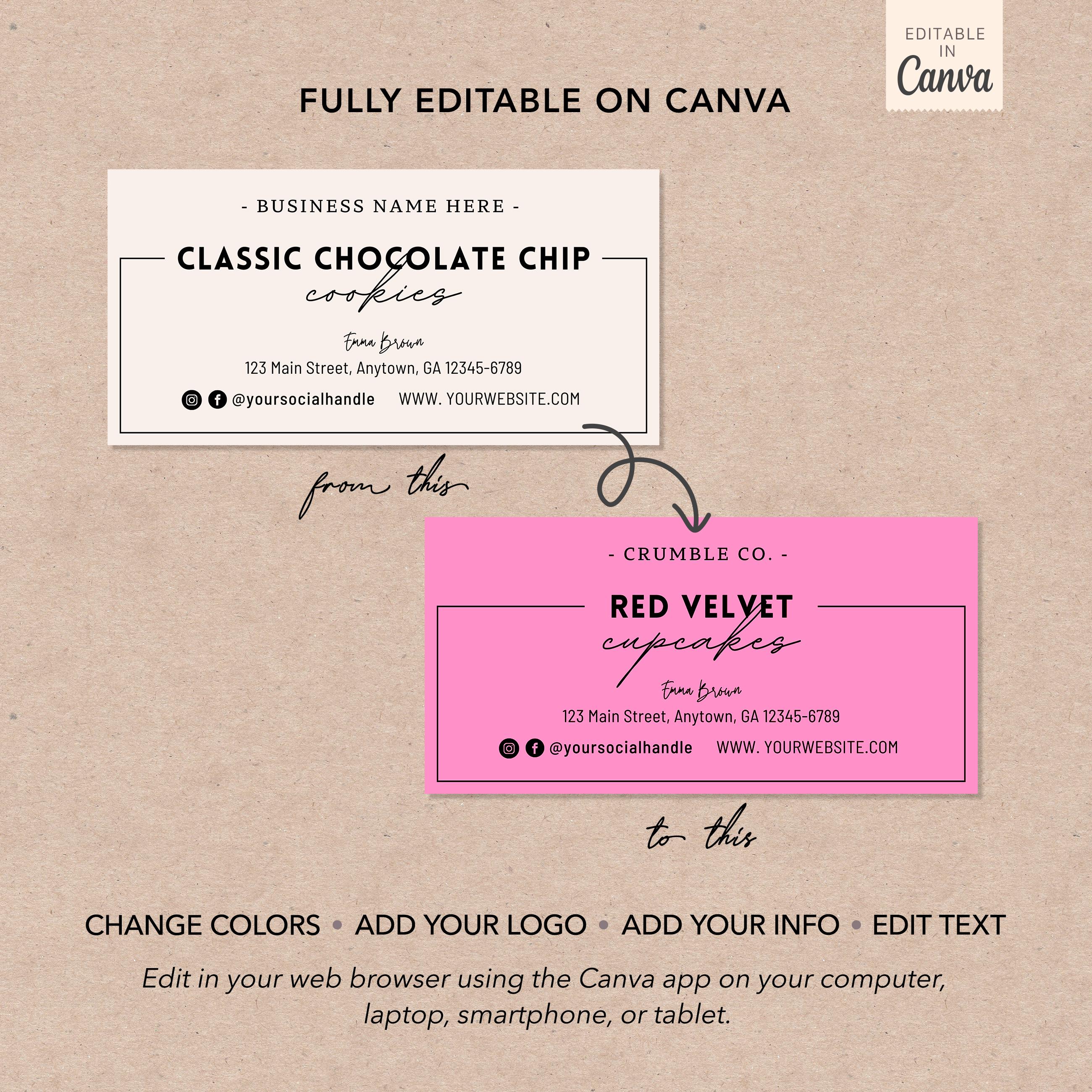 Cottage Food Label Template | Editable Canva Labels for Homemade Food ...