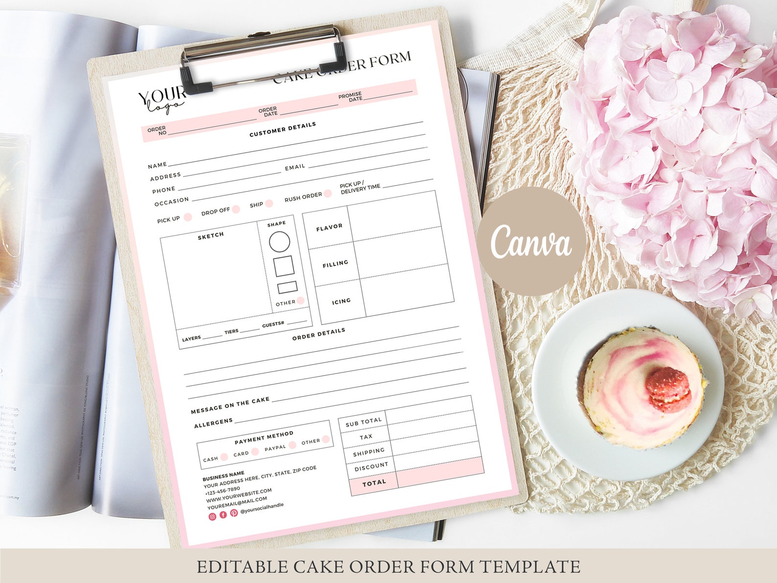 Cake Order Form Template | Small Business Templates | Order Form ...