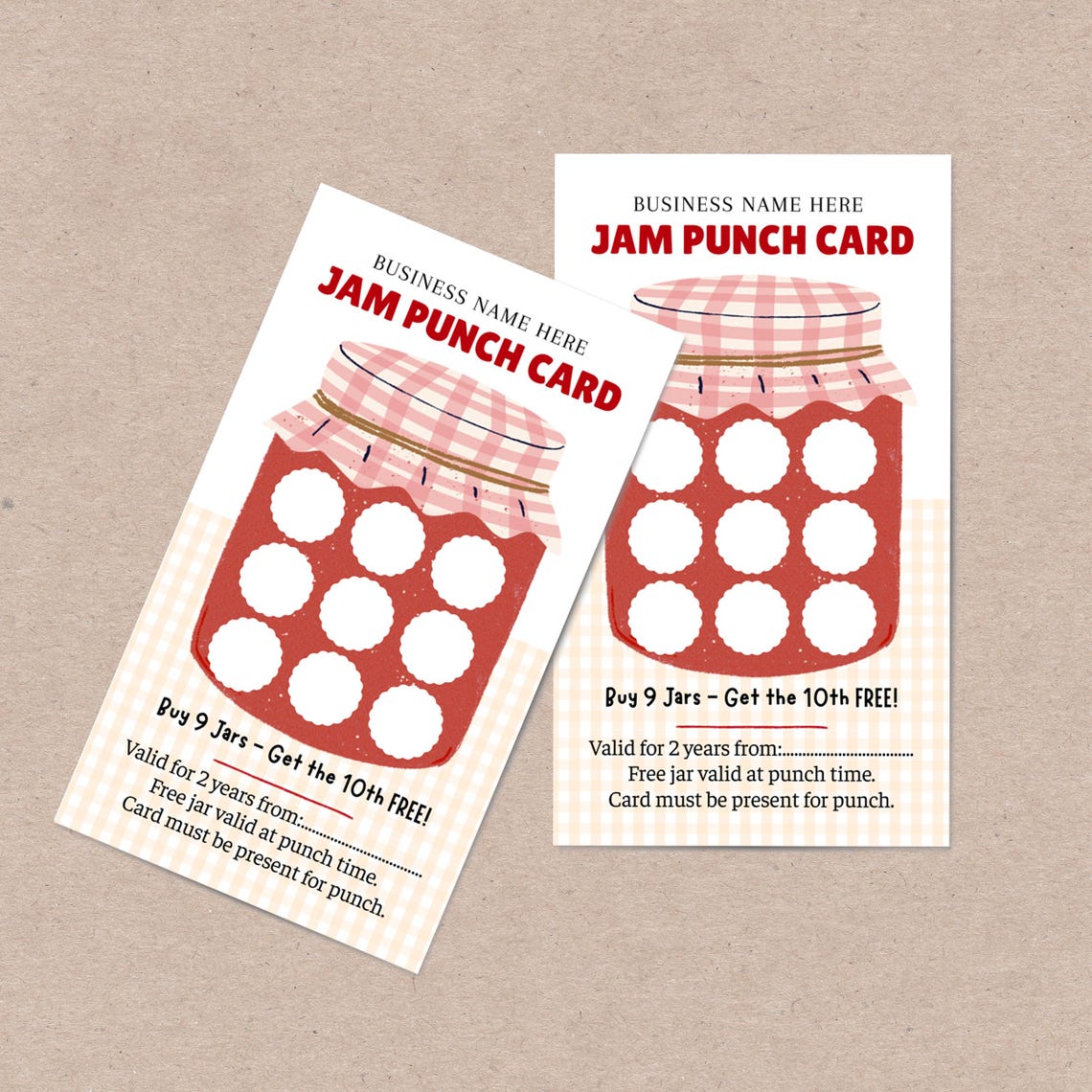 Editable Jam Loyalty Card Template, Printable Punch Card for Homemade ...