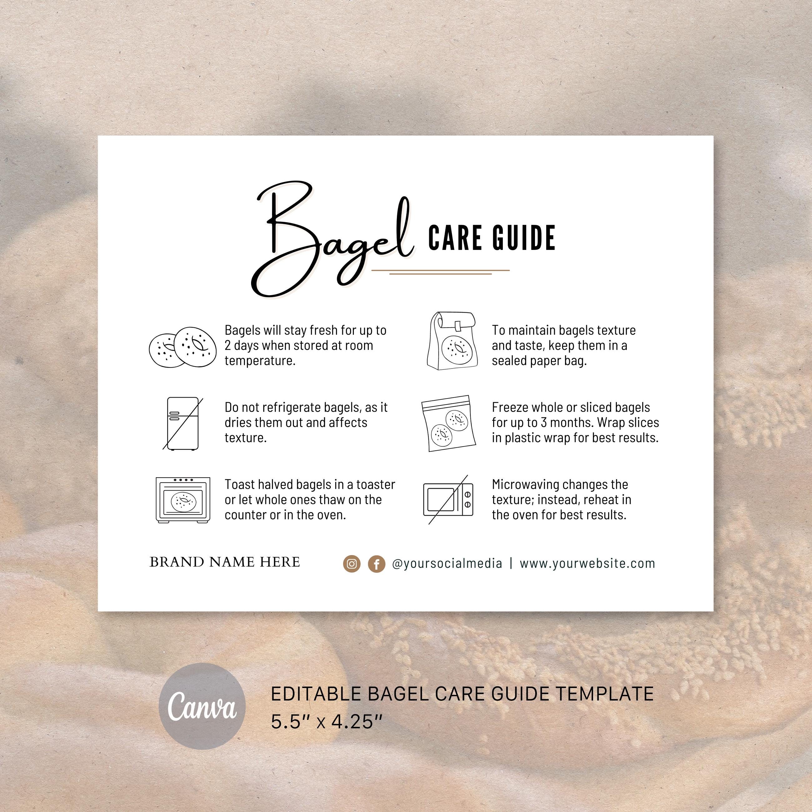 Bagel Care Card | Bagel Care Card Template | Printable Bagels Note ...