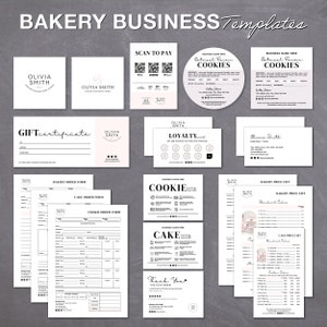 Modèle minimaliste de boulangerie | Modèle de toile | Offre groupée Boulangerie | Lot de gâteaux d'affaires | Kit de marquage pour boulangerie