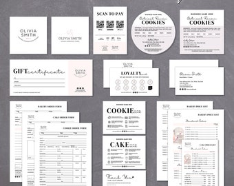 Modèle minimaliste de boulangerie | Modèle de toile | Offre groupée Boulangerie | Lot de gâteaux d'affaires | Kit de marquage pour boulangerie