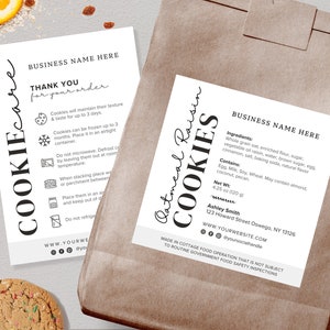 Etichetta Cottage Law / Scheda per la cura dei biscotti / Modello per bundle / Etichetta per pasticceria Cottage / Adesivi personalizzati per pasticceria casalinga