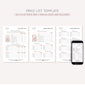 Canva Templates for Bakery Price List