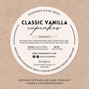 Étiquette alimentaire Cottage | Étiquette de produits de boulangerie maison | Étiquette alimentaire imprimable | Étiquette de cuisson Cottage | Modèle d'étiquette d'ingrédient | Stickers Boulangerie Maison