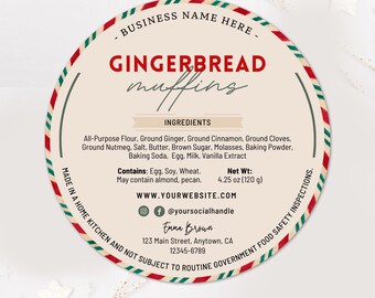 Cottage Law Label | Christmas Label | Printable Food Label | Home Baked Goods Label | Homemade Baking Labels | Instant Download Sticker