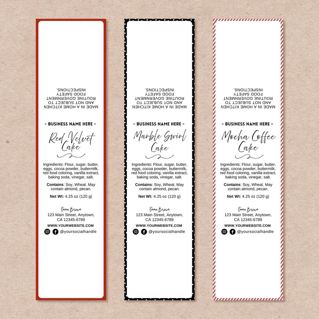 Mini Cake Label Template, Editable Bakery Labels, Mini Cake Tin Label ...