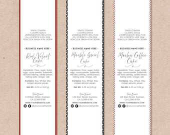 Mini Cake Label Template, Editable Bakery Labels, Mini Cake Tin Label, Printable Mini Loaf Cake Label, Cottage Law Food Packaging
