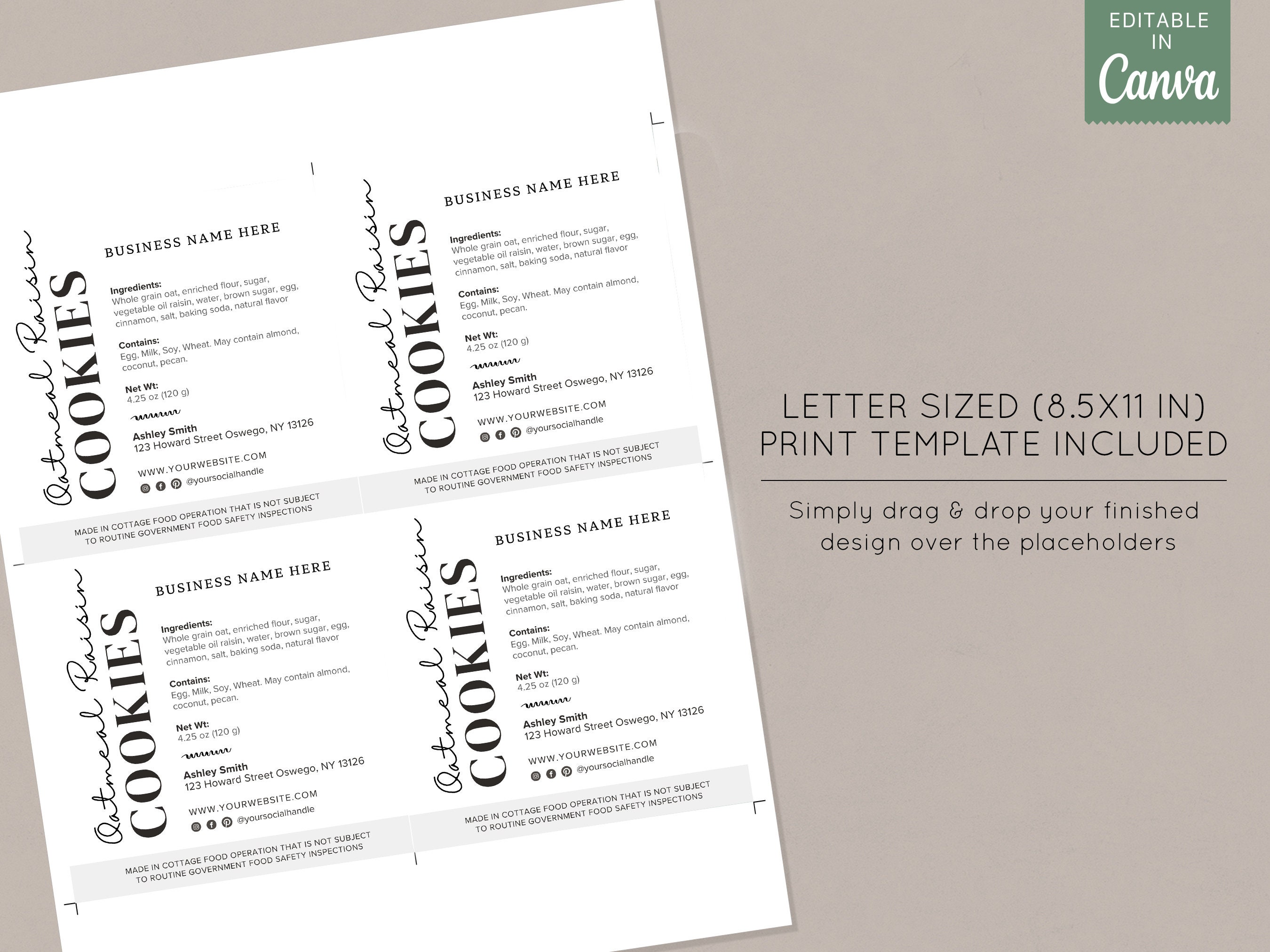 Cottage Food Label Home Baked Goods Label Printable Food Etsy