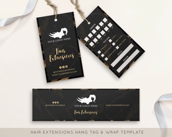 Hair Extensions Tags | Hair Tag Template | Bundle Tag Design | Hair Business Packaging | Hair Branding Kit | Custom Hair Packaging