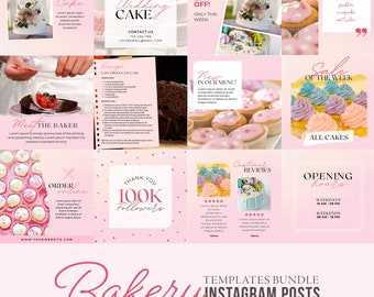 Bakery Instagram Post Templates | Bakery Instagram Template | Instagram Feed | Canva Bakery | Editable Canva Template | Bakery Branding