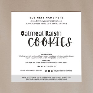 Etiqueta de comida casera / Etiqueta de productos horneados caseros / Etiqueta de alimentos imprimible / Etiqueta de repostería casera / Plantilla de etiqueta de ingredientes / Pegatinas de panadería casera