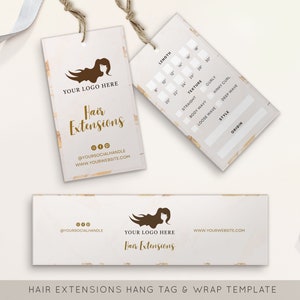 Editable Hair Hang Tag Template|  Customizable Canva Design for Hair Branding | DIY Hair Business Tags
