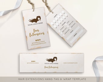 Editable Hair Hang Tag Template|  Customizable Canva Design for Hair Branding | DIY Hair Business Tags