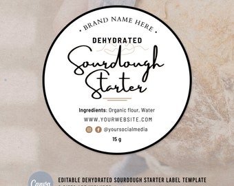 Dehydrated Sourdough Starter Label Template | Sourdough Starter Sticker | Printable Food Label | Bakery Sticker | Digital Product