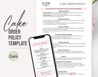 Editable Cake Contract | Event Cake Contract | Cake Business Contract | Cake Terms And Conditions | Wedding Cake Contract | Bakery Canva