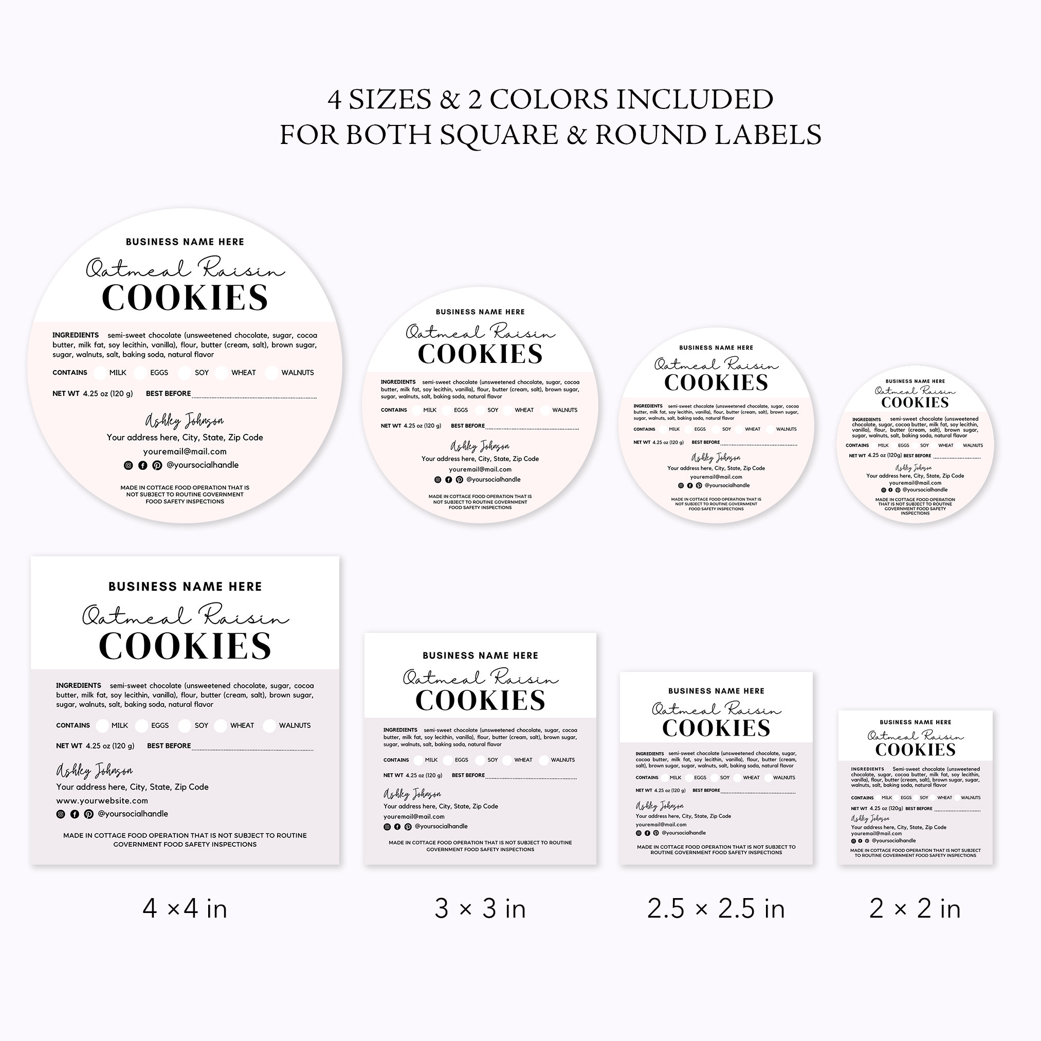 Cottage Food Label Home Baked Goods Label Printable Food Label Cottage Cottage Food Label Home Baked Goods Label Printable Food Label Cottage