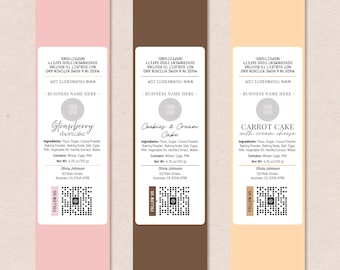 Mini Cake Tin Label, Editable Template for Mini Loaf Cakes, Printable Bakery Label, Cottage Food Packaging, Canva Design for Small Business