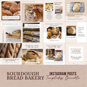Bakery Instagram Post Templates | Sourdough Instagram Template | Editable Canva Designs for Sourdough Business | Social Media Marketing