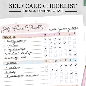 Self Care Planner | Self Care Checklist Printable | Therapy Worksheet | Habit Tracker Printable | Mental Health