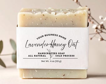 Editable Soap Label Template for Canva, Custom Wrap Around Labels for Handmade Soap, Printable Small Business Packaging Design, DIY Template