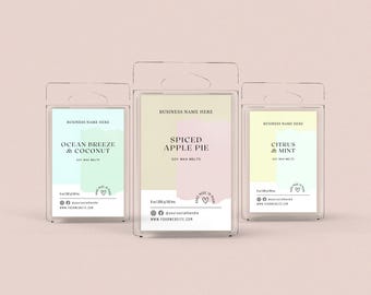 Wax Melt Clamshell Label Template, Editable Front and Back Labels, 2x3 Size, Canva Wax Melt Packaging Label for Handmade Business