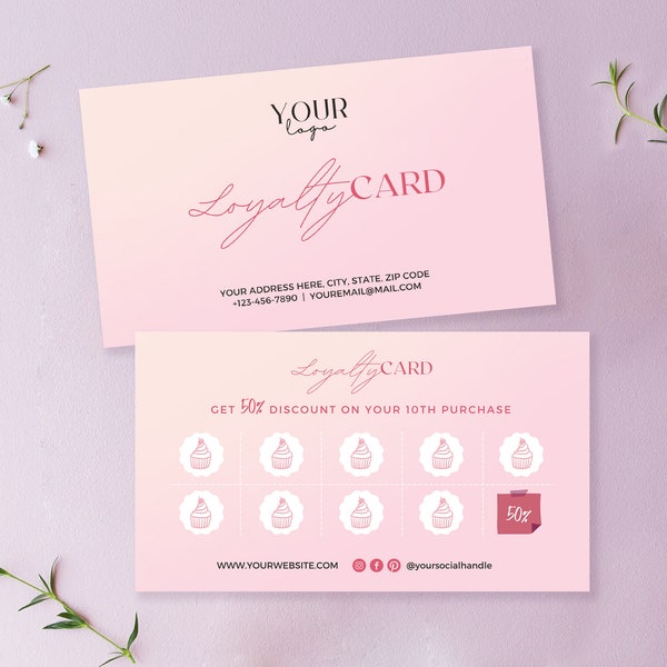 Printable Loyalty Card | Customer Loyalty Card | Customer Stamp Card | Bakery Loyalty Card | Business Loyalty Card