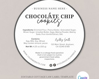 Cottage Food Label | Home Baked Goods Label | Printable Food Label | Cottage Baking Label | Ingredient Label Template | Home Bakery Stickers