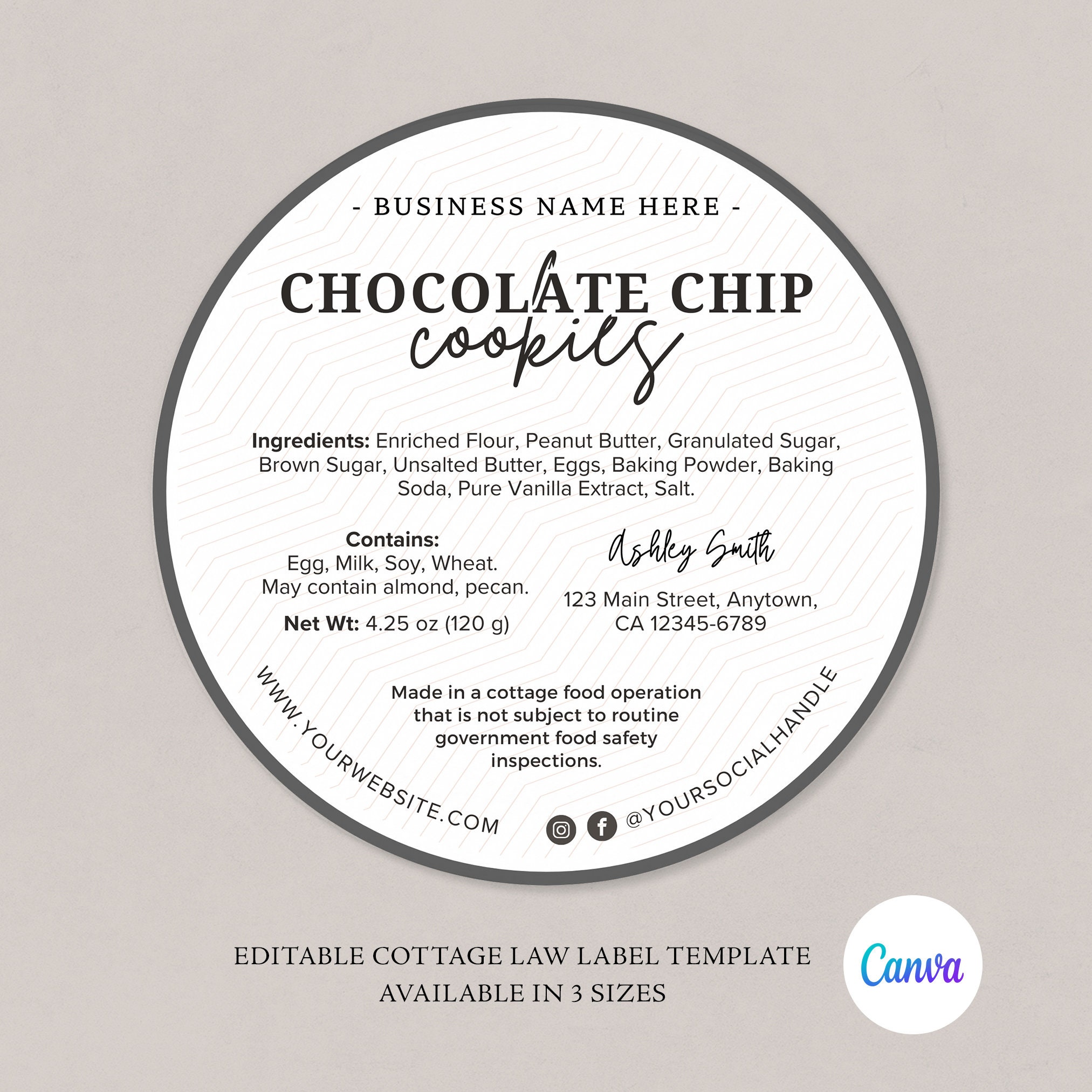 cottage food label | home baked goods label | printable food label