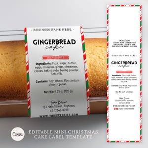 Editable Christmas Mini Cake Label Template | Mini Cake Label | Mini Loaf Baking Pan Label | Mini Cake Packing Labels