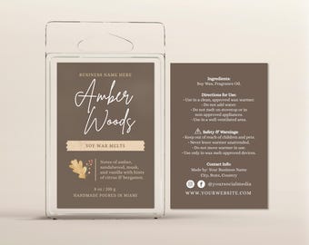 Fall Wax Melt Label Template: Editable Printable Sticker for Autumn Wax Melts