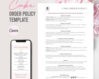 Editable Cake Contract | Event Cake Contract | Cake Business Contract | Cake Terms And Conditions | Wedding Cake Contract | Bakery Canva