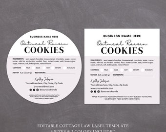 Cottage Food Label | Home Baked Goods Label | Printable Food Label | Cottage Baking Label | Ingredient Label Template | Home Bakery Stickers
