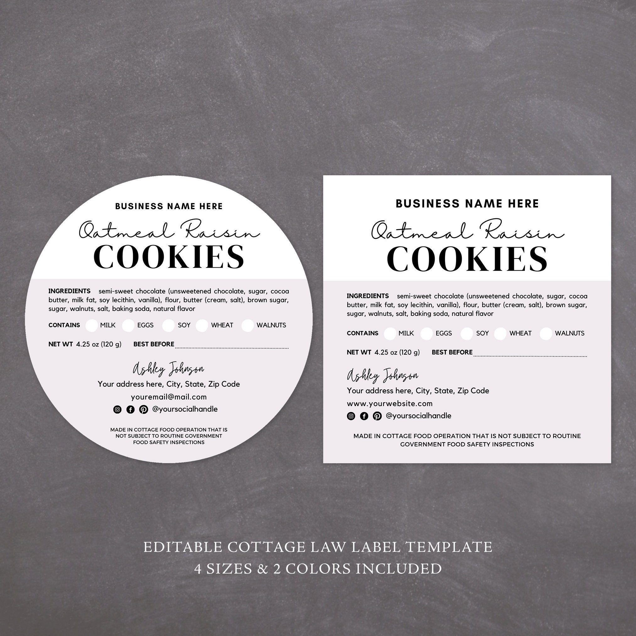 Cottage Food Label | Home Baked Goods Label | Printable Food Label ...