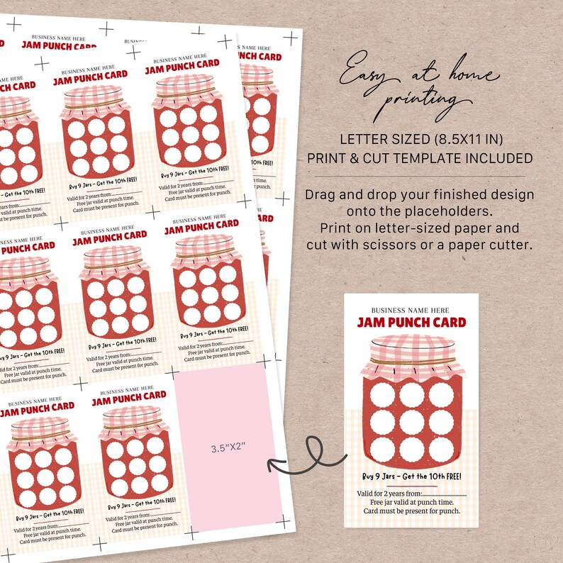 Jam Fortunate Editable Jam Loyalty Card Template, Printable Punch Card for Homemade ...