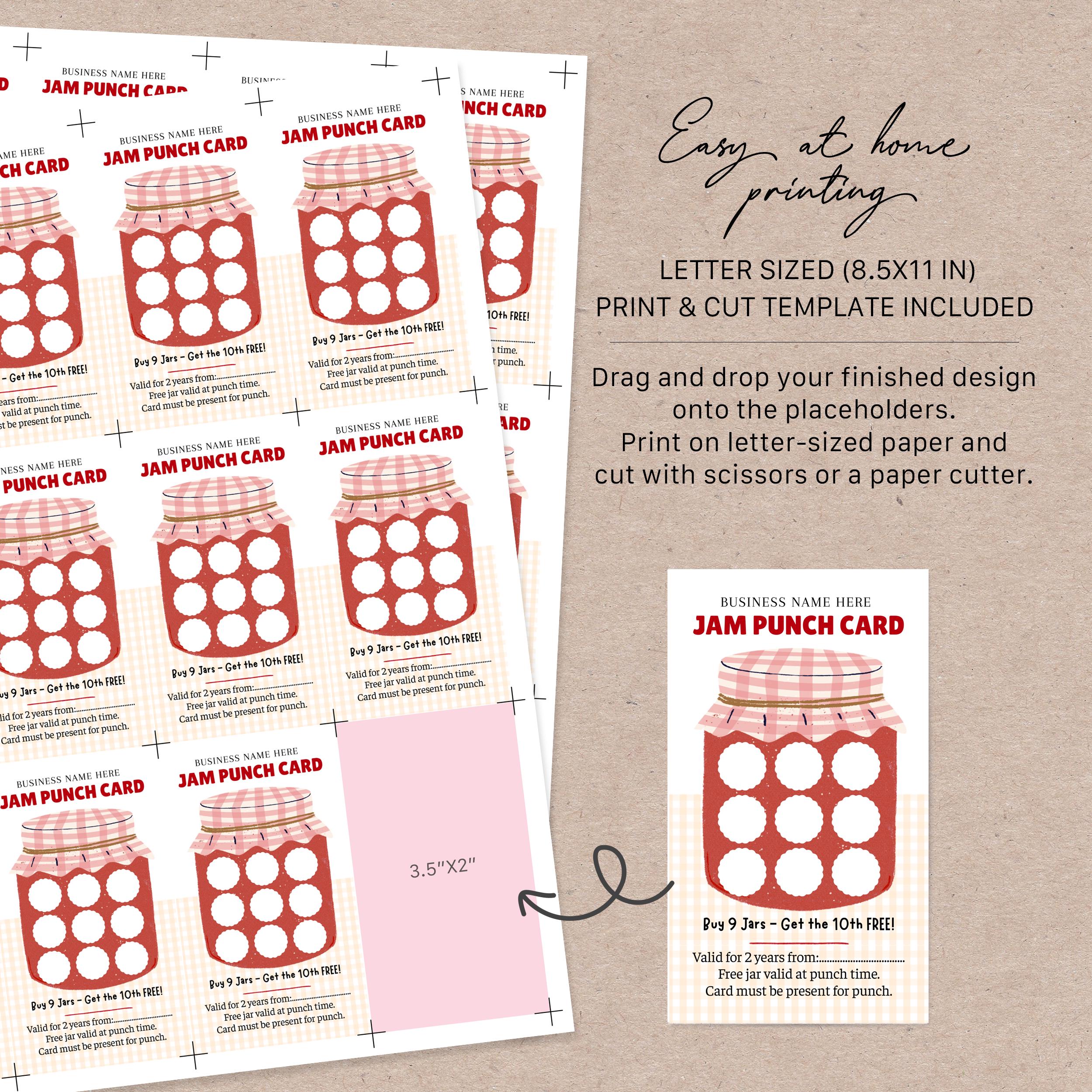 Editable Jam Loyalty Card Template, Printable Punch Card for Homemade ...