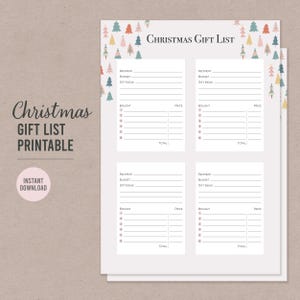 Weihnachtsgeschenk Liste Printable | Weihnachten Geschenk Log Weihnachtsgeschenk-Planer | Druckbare Weihnachtsgeschenk Tracker | Checkliste für Weihnachten