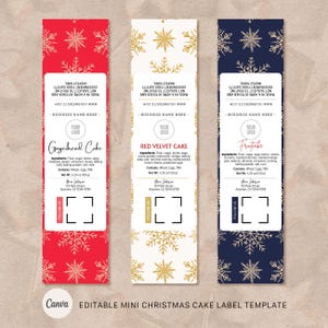 Editable Christmas Mini Cake Label Template | Mini Cake Label | Mini Loaf Baking Pan Label | Mini Cake Packing Labels
