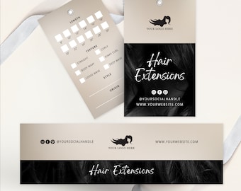 Hair Tags | Editable Hair Tag Template | DIY Bundle Tag Design | Hair Branding | Canva Template for Business