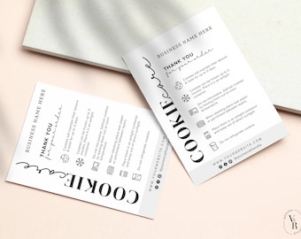 Editable Cookie Care Card Canva Template | Instant Download | Package Insert | Printable Cookie Care Guide | Care Instructions