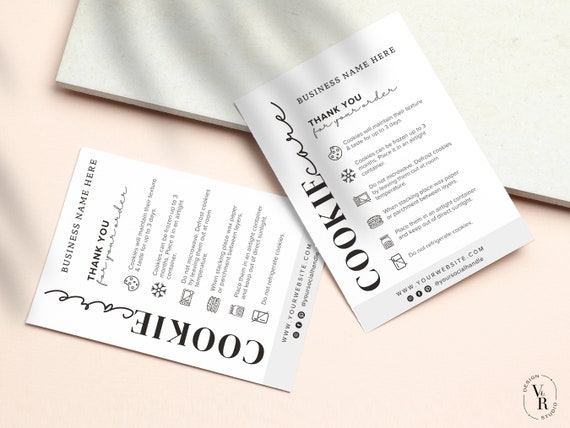 Editable Cookie Care Card Canva Template | Instant Download | Package Insert | Printable Cookie Care Guide | Care Instructions