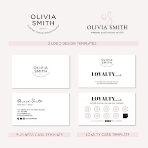 Canva Templates for Bakery Logo, Business Card and Loyalty Card