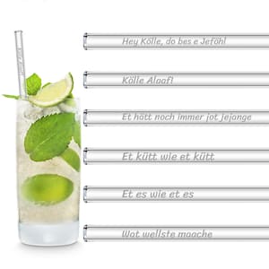 Cologne sayings Kölle Alaaf Edition 6 engraved glass straws Carnival toasts