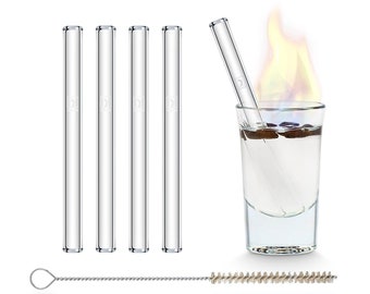 4x 10cm (Straight) glass straws