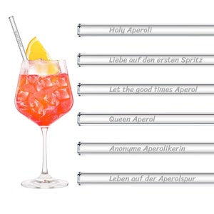 Aperol Spritz Sprüche Glasstrohhalme Holy Aperoli Edition -  6 lustige Trinksprüche graviert